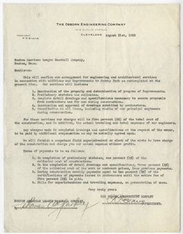 Fenway Park Construction Agreement Signed By Boston Red Sox Owner Thomas A. Yawkey